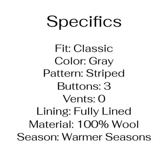 Hugo Boss 40R Gray Striped 3-Button Sport Coat Blazer Jacket V753 - Picture 4 of 11